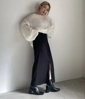 마터니티 의류 스커트 슬릿 블랙 롱 스커트