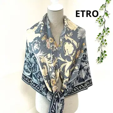 ETRO 울 실크 대형 스톨 꽃병 패턴 130cm 각 이탈리아제