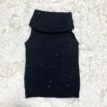 [ 루니 ] 니트 베스트 슬리브리스 하이넥 스팽글 모헤어 혼방