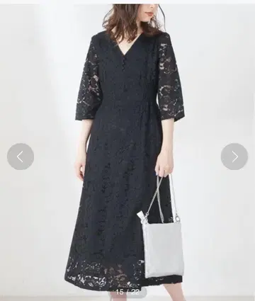natural couture 플라워 레이스 레이디 원피스 블랙