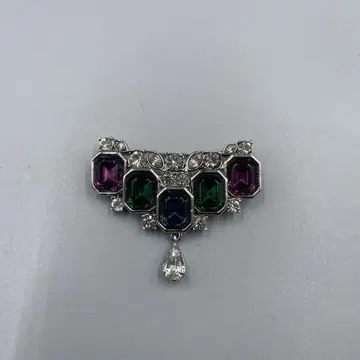 19 빈티지 다색 에메랄드 컷 브로치