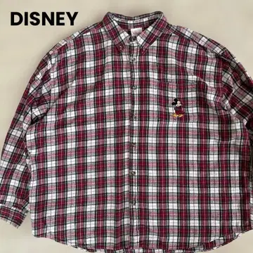 [레어] Disney 디즈니 미키 체크 셔츠 자수 XXL