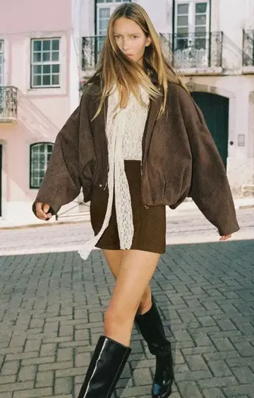 ZARA 스웨이드 느낌 봄버 자켓 새상품 미착용 택 포함