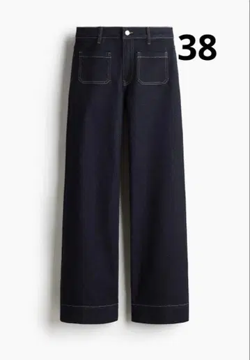H&M 와이드 하이 데님 38 다크 데님 블루