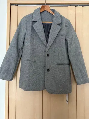 그레이 헤링본 테일러드 자켓