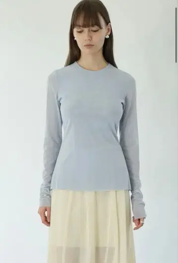 CLANE 시어 메쉬 크루넥 상의