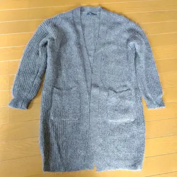 GIVORS 그레이 롱 가디건 니트 모헤어 M