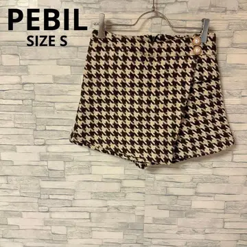 PEBIL 숏팬츠 [ S ] 브라운 계열 멋진 하운드투스 스커트풍