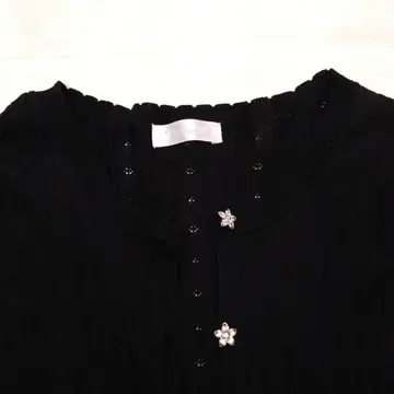 Feroux 블랙 긴팔 가디건 레이스 시스루 무늬 사이즈 2