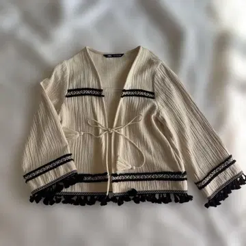 ZARA 아이보리 프린지 가디건
