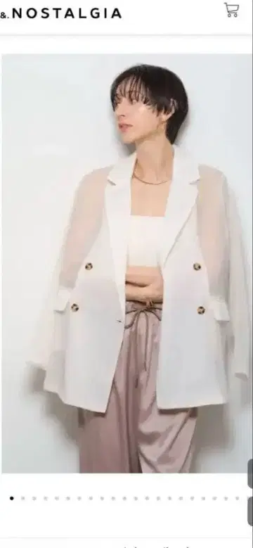 화이트 더블 버튼 시어 자켓
