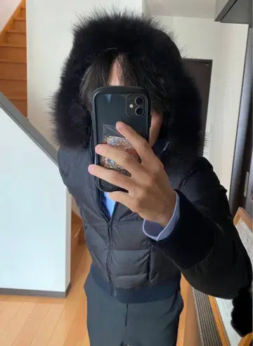 퍼 포함 다운 자켓 블랙 Y2K 그런지 갸루 남자 시크 스타일