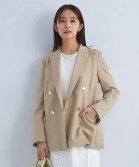 베이지 더블 브레스트 테일러드 자켓