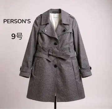 PERSON'S 트렌치코트 자켓 M 안감 부착 롱 기장 그레이