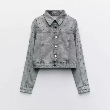 ZARA 스터드 장식 그레이 데님 자켓 M