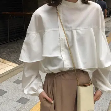 Eaphi big ruffle asymmetry blouse