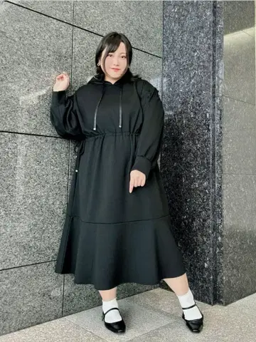 5L 후드티 원피스 원피스 허리 리본 블랙 블랙