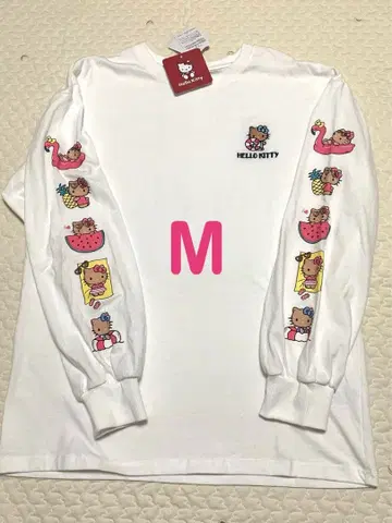 [미사용 새상품, 택 포함] 아베일 일광화상 키티 긴팔 T셔츠 화이트 M