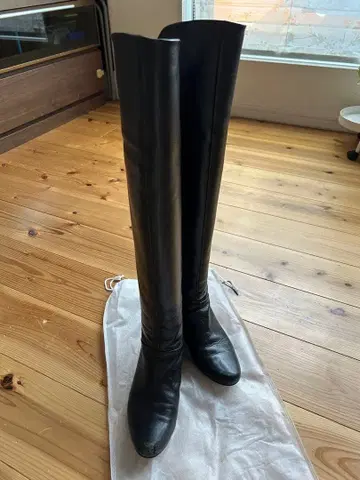 블랙 니하이 부츠 뒷면 지퍼 다이애나 23.5cm
