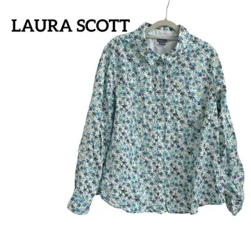 LAURA SCOTT 꽃무늬 긴팔 셔츠 블루