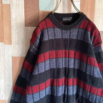 90s 00s 빈티지 구제 의류 패널 무늬 올 패턴 믹스 니트 y2k