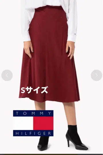 TOMMY HILFIGER 플레어 스커트 S 6호 보르도