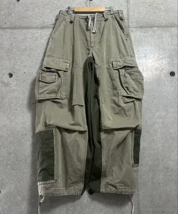 리메이크 카고 팬츠 카키 와이드