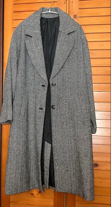 헤링본 패턴 롱 코트