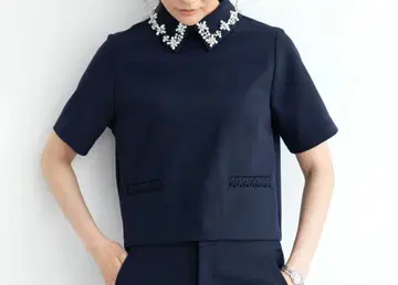 아메노치하레 옷깃 비쥬 블라우스
