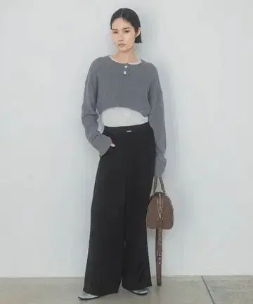 지나시스 허리 개더 와이드 팬츠
