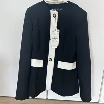 ZARA 노카라 자켓 블랙/화이트