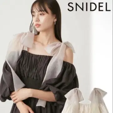 택 포함 미사용 새상품 snidel 숄더 리본 블라우스