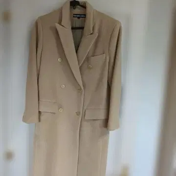 [준코 시마다] 베이지 캐시미어 울 더블 브레스트 롱 코트