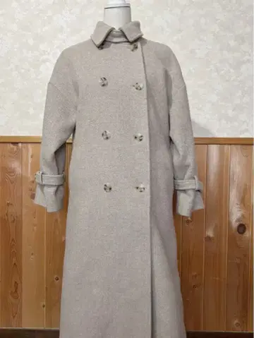 MURUA 아이보리 더블 브레스트 롱 코트