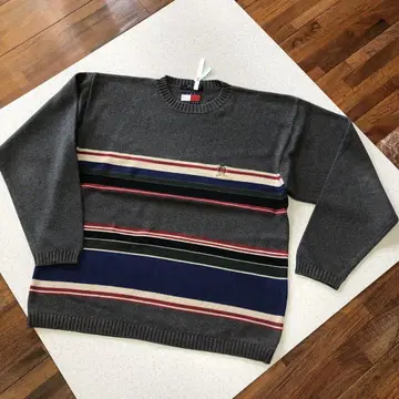 TOMMY HILFIGER 그레이 스트라이프 니트 90s