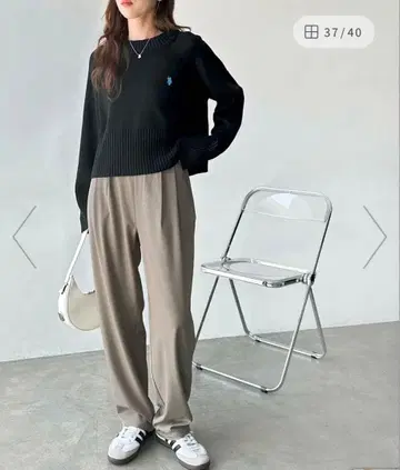 택 포함 새상품 와이드 슬랙스 팬츠 모카 지라