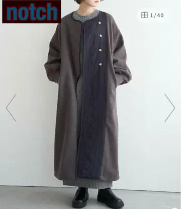 노치 아시메 퀼팅 배색 코트 M 사이즈 브라운