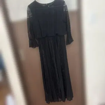 블랙 레이스 소매 롱 드레스 L 사이즈