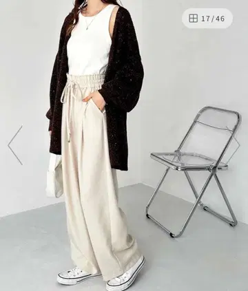 택 포함 새상품 릴랙스 와이드 팬츠 아이보리 지라