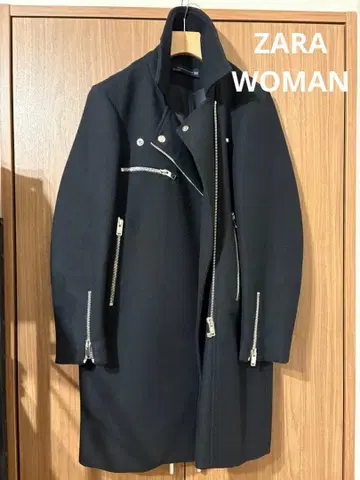 자라 ZARA woman 라이더스 울 코트 미들 XS 체스터