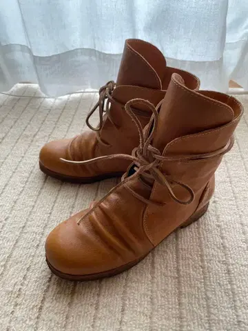 키다리 아저씨 가죽 하프컷 부츠 브라운 23cm