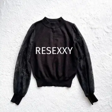 새상품급 RESEXXY 레이스 슬리브 블랙 긴팔 니트 모크넥