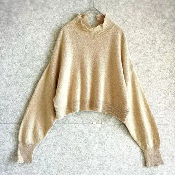 [ 후즈 후 치코 ] 폭스 울 혼방 크롭 모크넥 니트 F