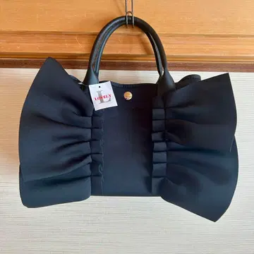LOVELY/러블리 빅 리본 블랙 토트백