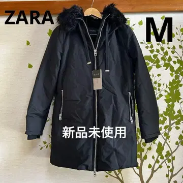 미사용 새상품 ZARA 발수 코트 W지퍼 M 블랙 여성용