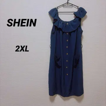 SHEIN [ 2XL ] 프릴 슬리브리스 원피스 네이비