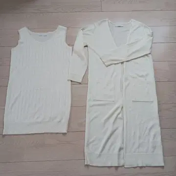 CECIL McBEE 아이보리 니트 가디건 롱 슬리브리스 세트