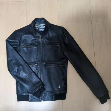 Volcom 블랙 가죽 라이더 자켓