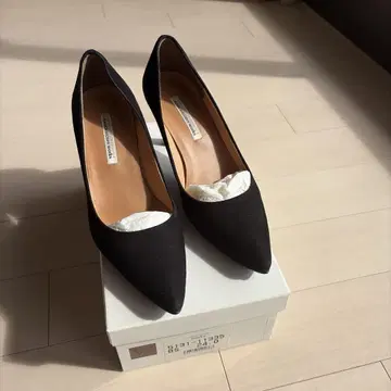 스웨이드 블랙 스틸레토 하이힐 24.0cm