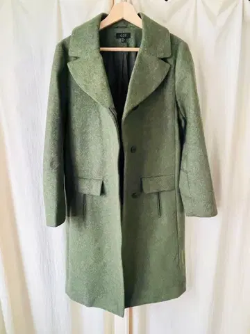 COS 올리브 그린 울 혼방 롱 코트